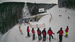 Modrá sjezdovka - dojezd k lanové dráze