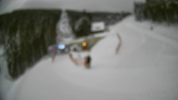 Modrá sjezdovka - dojezd k lanové dráze