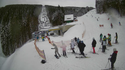 Modrá sjezdovka - dojezd k lanové dráze