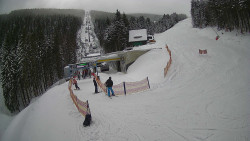 Modrá sjezdovka - dojezd k lanové dráze