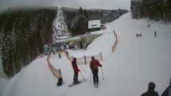 Modrá sjezdovka - dojezd k lanové dráze