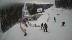 Modrá sjezdovka - dojezd k lanové dráze