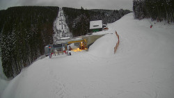 Modrá sjezdovka - dojezd k lanové dráze