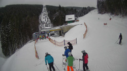 Modrá sjezdovka - dojezd k lanové dráze