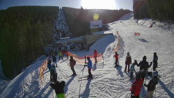 Modrá sjezdovka - dojezd k lanové dráze