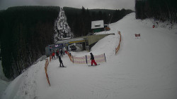 Modrá sjezdovka - dojezd k lanové dráze