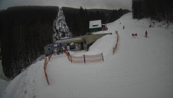 Modrá sjezdovka - dojezd k lanové dráze