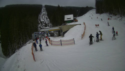 Modrá sjezdovka - dojezd k lanové dráze