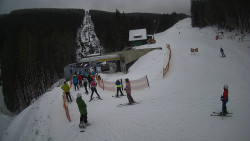 Modrá sjezdovka - dojezd k lanové dráze