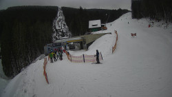 Modrá sjezdovka - dojezd k lanové dráze