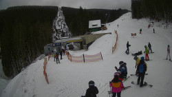 Modrá sjezdovka - dojezd k lanové dráze