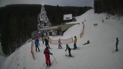 Modrá sjezdovka - dojezd k lanové dráze