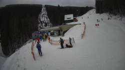 Modrá sjezdovka - dojezd k lanové dráze