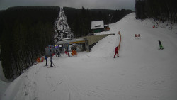 Modrá sjezdovka - dojezd k lanové dráze