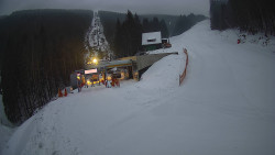 Modrá sjezdovka - dojezd k lanové dráze