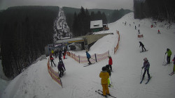 Modrá sjezdovka - dojezd k lanové dráze