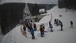 Modrá sjezdovka - dojezd k lanové dráze