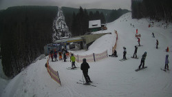 Modrá sjezdovka - dojezd k lanové dráze