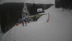 Modrá sjezdovka - dojezd k lanové dráze