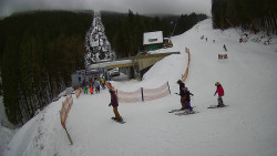 Modrá sjezdovka - dojezd k lanové dráze