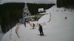 Modrá sjezdovka - dojezd k lanové dráze