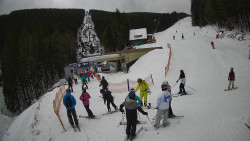 Modrá sjezdovka - dojezd k lanové dráze