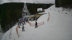 Modrá sjezdovka - dojezd k lanové dráze