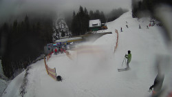 Modrá sjezdovka - dojezd k lanové dráze