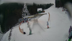 Modrá sjezdovka - dojezd k lanové dráze