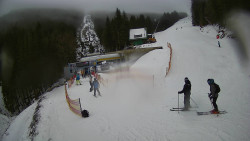 Modrá sjezdovka - dojezd k lanové dráze