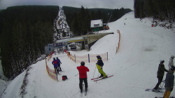 Modrá sjezdovka - dojezd k lanové dráze