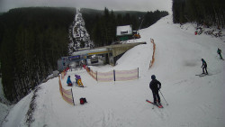 Modrá sjezdovka - dojezd k lanové dráze