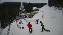 Modrá sjezdovka - dojezd k lanové dráze