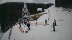 Modrá sjezdovka - dojezd k lanové dráze