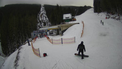 Modrá sjezdovka - dojezd k lanové dráze