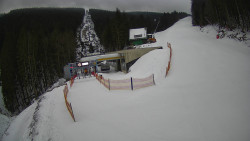 Modrá sjezdovka - dojezd k lanové dráze