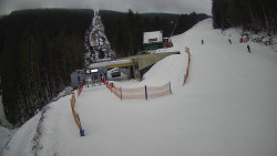 Modrá sjezdovka - dojezd k lanové dráze