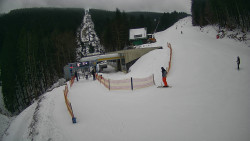 Modrá sjezdovka - dojezd k lanové dráze