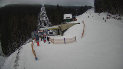 Modrá sjezdovka - dojezd k lanové dráze