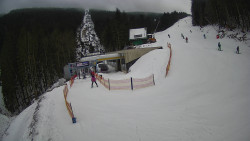 Modrá sjezdovka - dojezd k lanové dráze