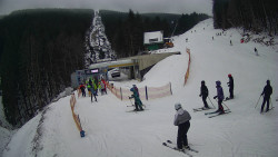 Modrá sjezdovka - dojezd k lanové dráze