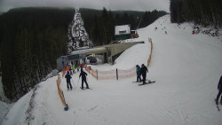 Modrá sjezdovka - dojezd k lanové dráze