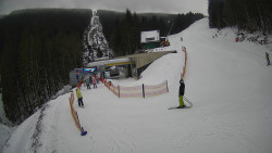 Modrá sjezdovka - dojezd k lanové dráze