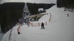 Modrá sjezdovka - dojezd k lanové dráze