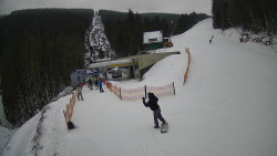 Modrá sjezdovka - dojezd k lanové dráze