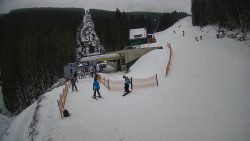 Modrá sjezdovka - dojezd k lanové dráze