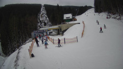 Modrá sjezdovka - dojezd k lanové dráze