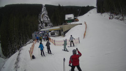 Modrá sjezdovka - dojezd k lanové dráze