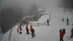 Modrá sjezdovka - dojezd k lanové dráze