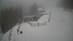 Modrá sjezdovka - dojezd k lanové dráze